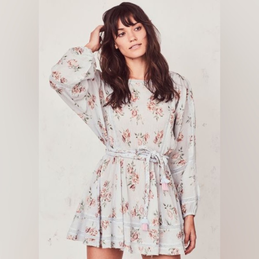 LoveShackFancy Noelle Dress Blue Floral